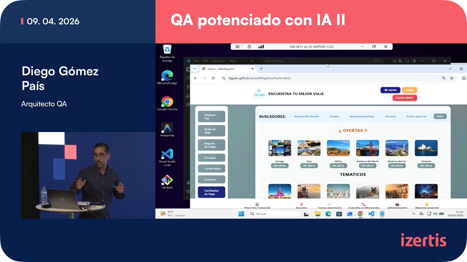 Portada del vídeo «QA potenciado con IA II», con Diego Gómez País, Arquitecto QA de Izertis